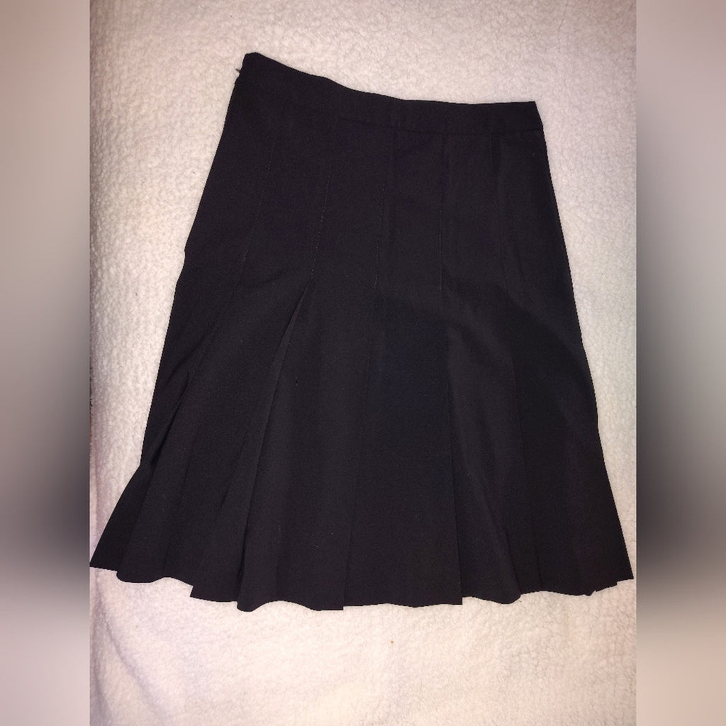 Theory Black Wool pleated A-Line Skirt Sz 6