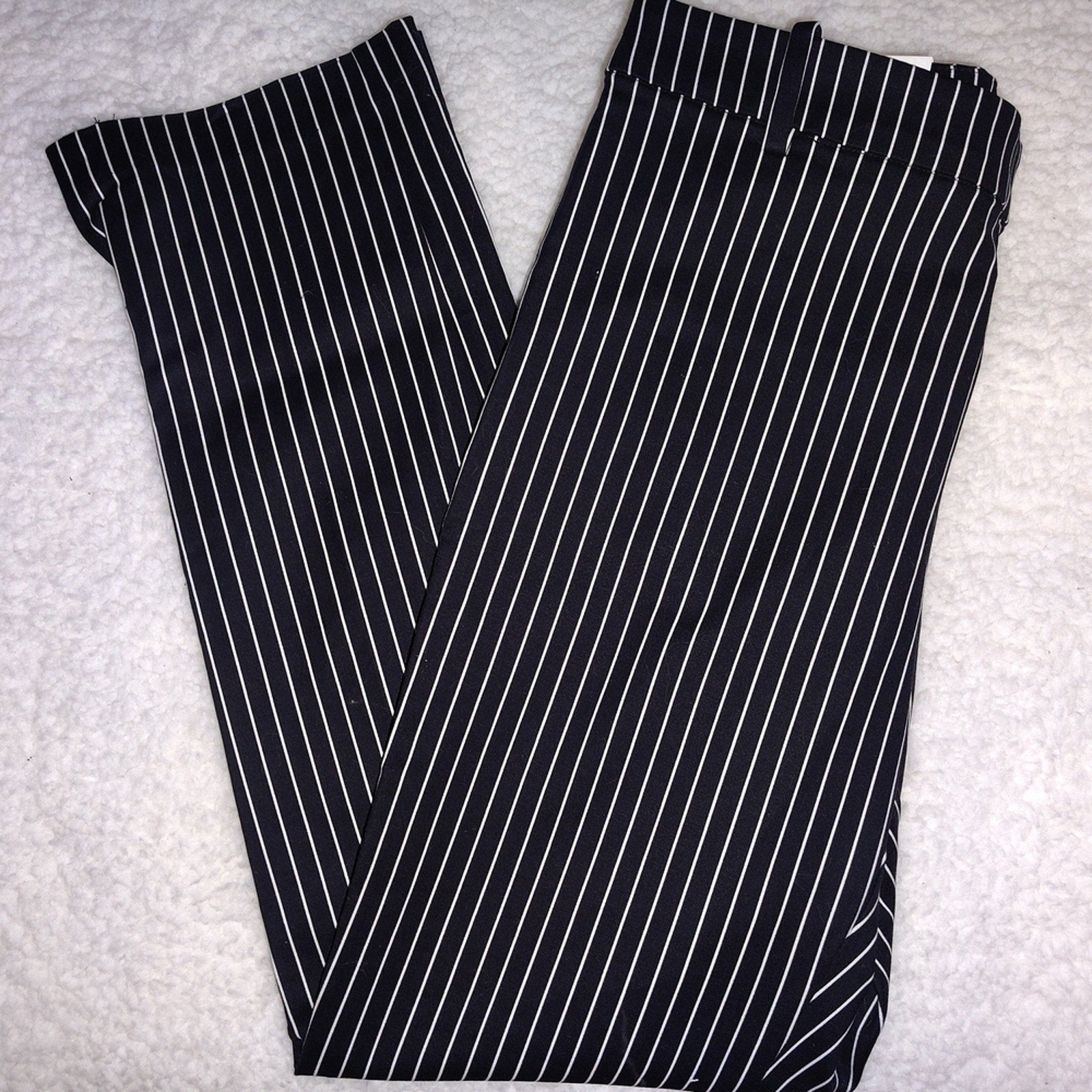 H&M Black and White Striped Dress Pants Sz 10