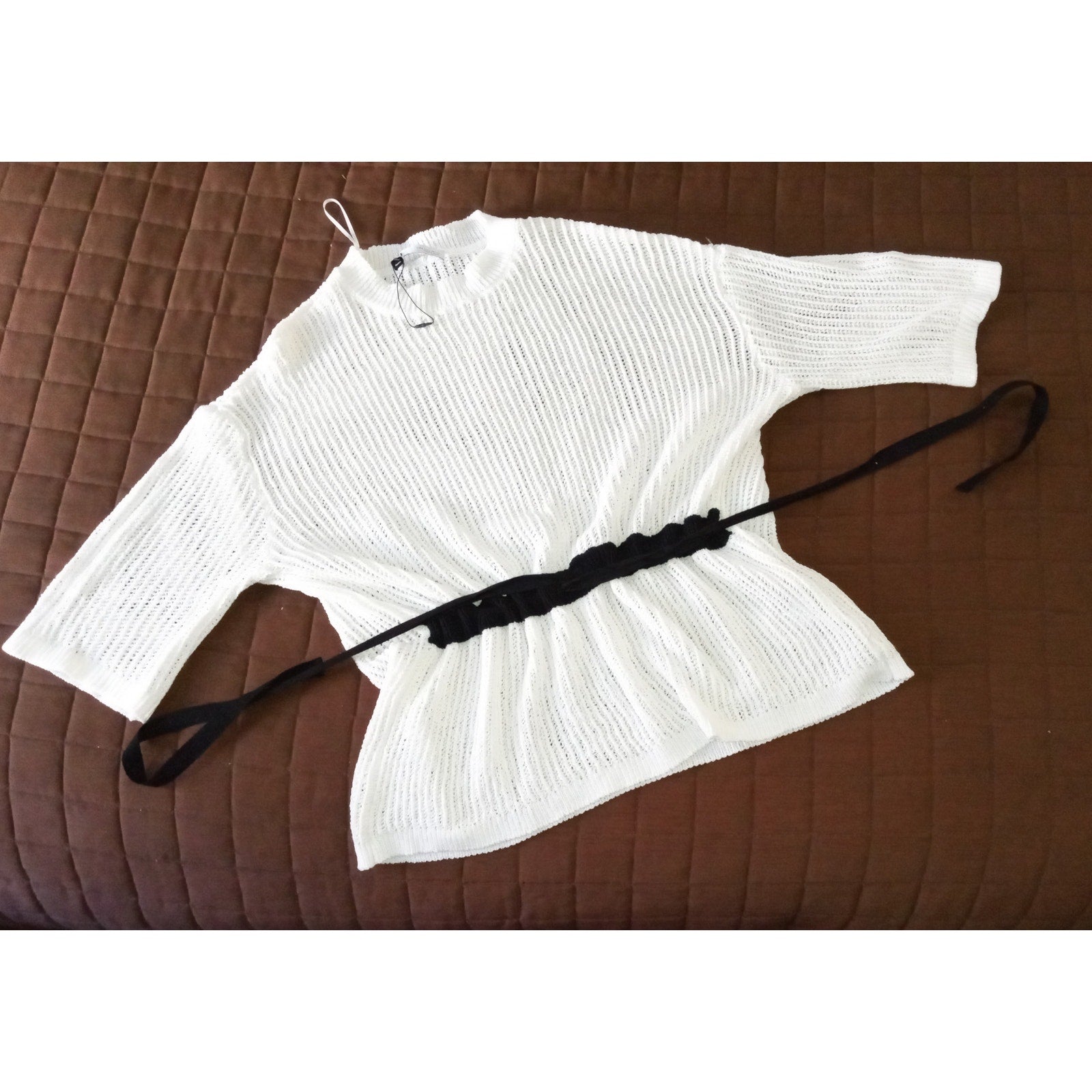 Zara sheer shirt w/ Drawstring detail S