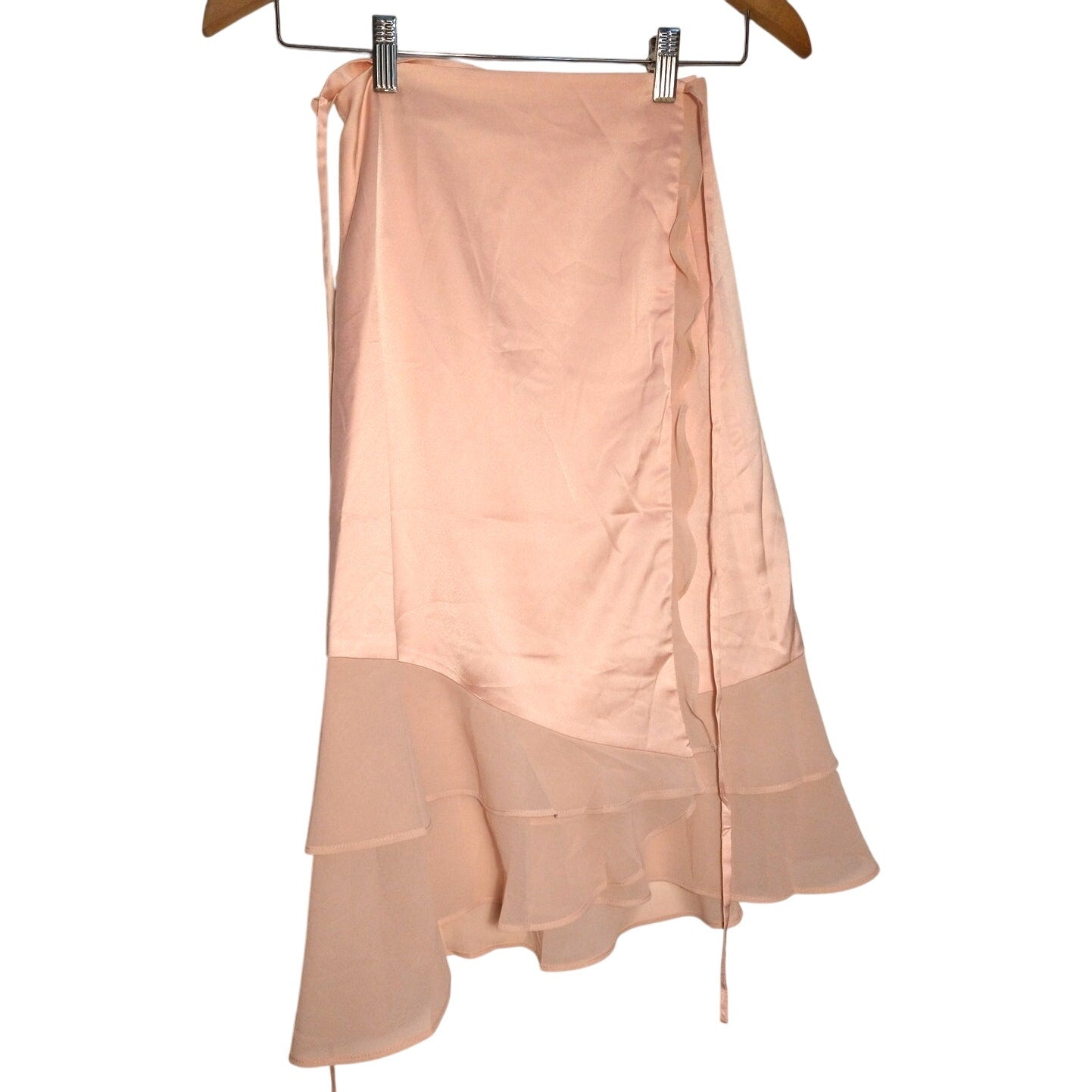Miss Circle Pink satin & chiffon wrap skirt XXS