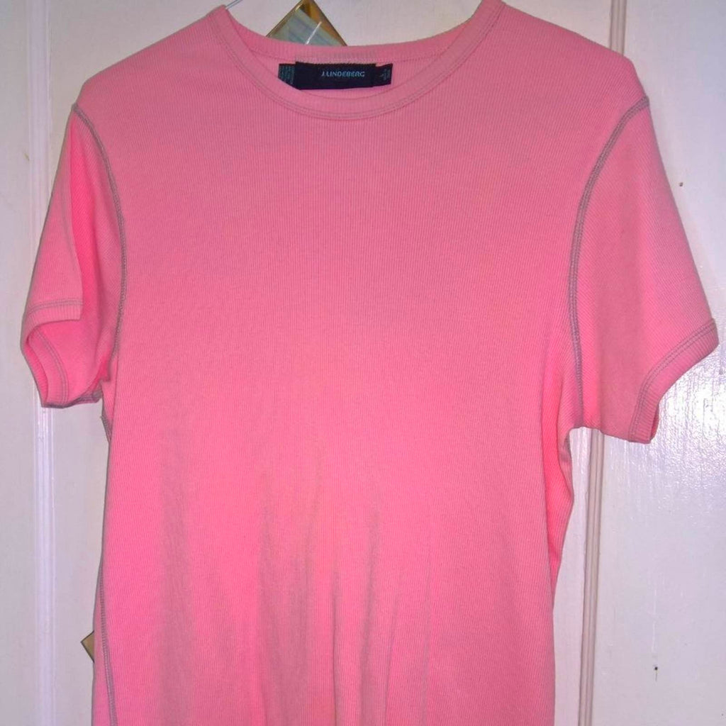 J. Lindeberg Men's Pink Ribbed Cotton Shirt SZ L