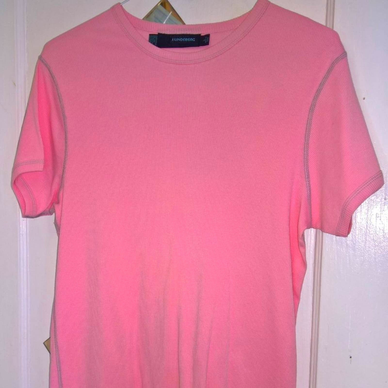J. Lindeberg Men's Pink Ribbed Cotton Shirt SZ L