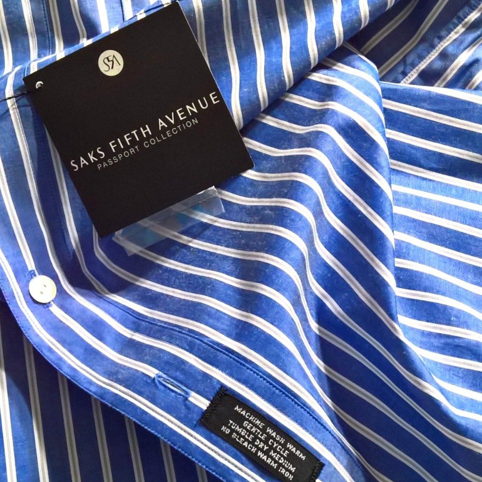 Vintage Saks NWT Classic Striped Dress Shirt Sz 15.5