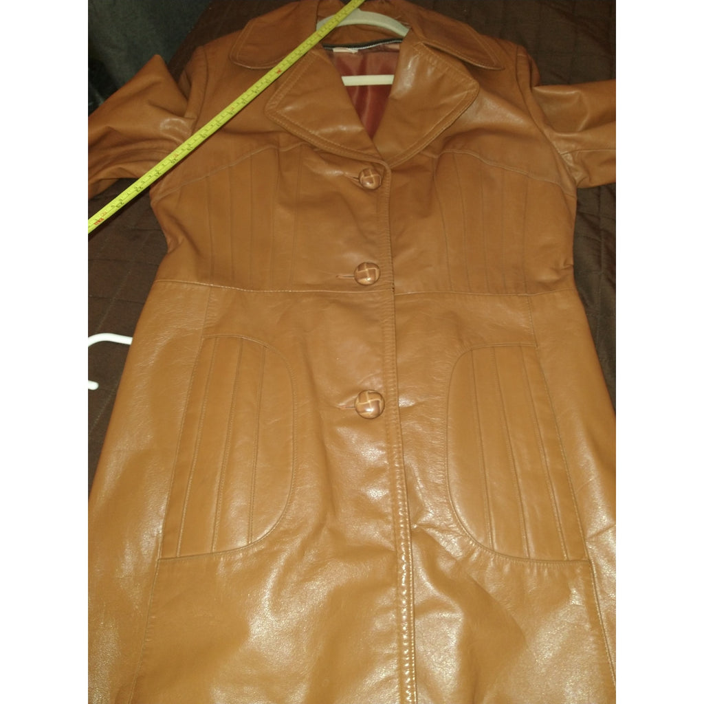 1970's Tan Camel leather Jacket w/ lining