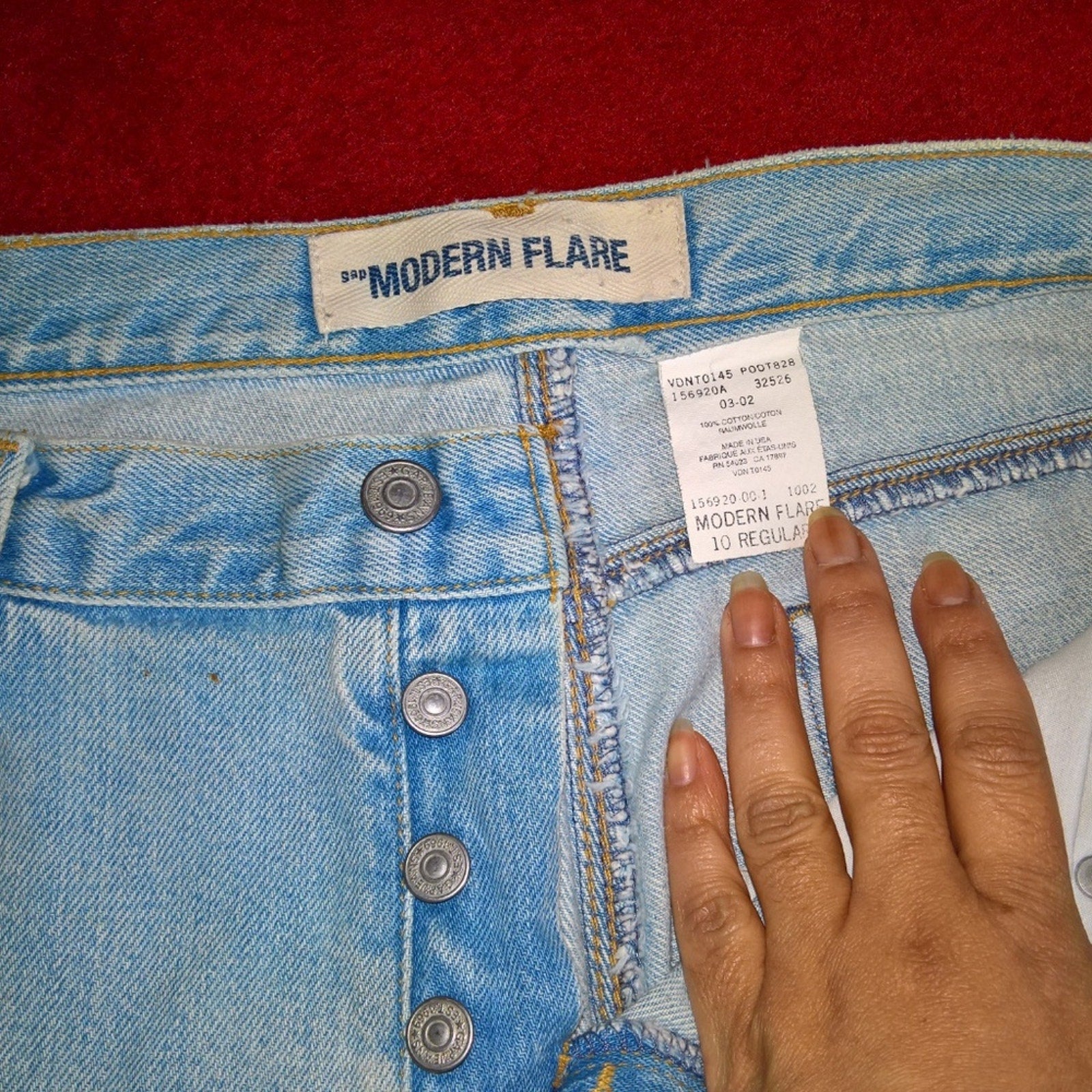 Vintage GAP Modern Flare Button Fly Light wash Jeans made in USA Sz 10