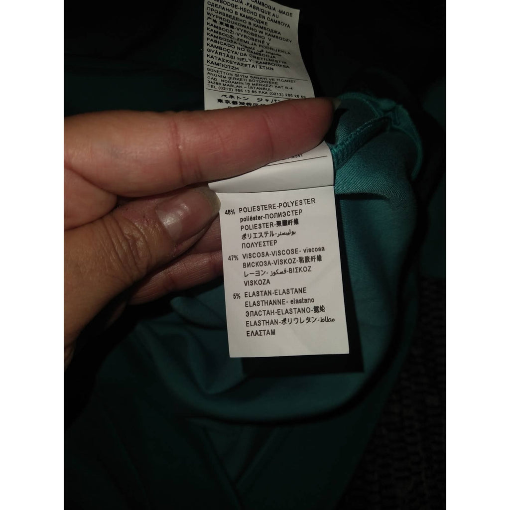 Benetton Teal Pullover with Pocket Sz L