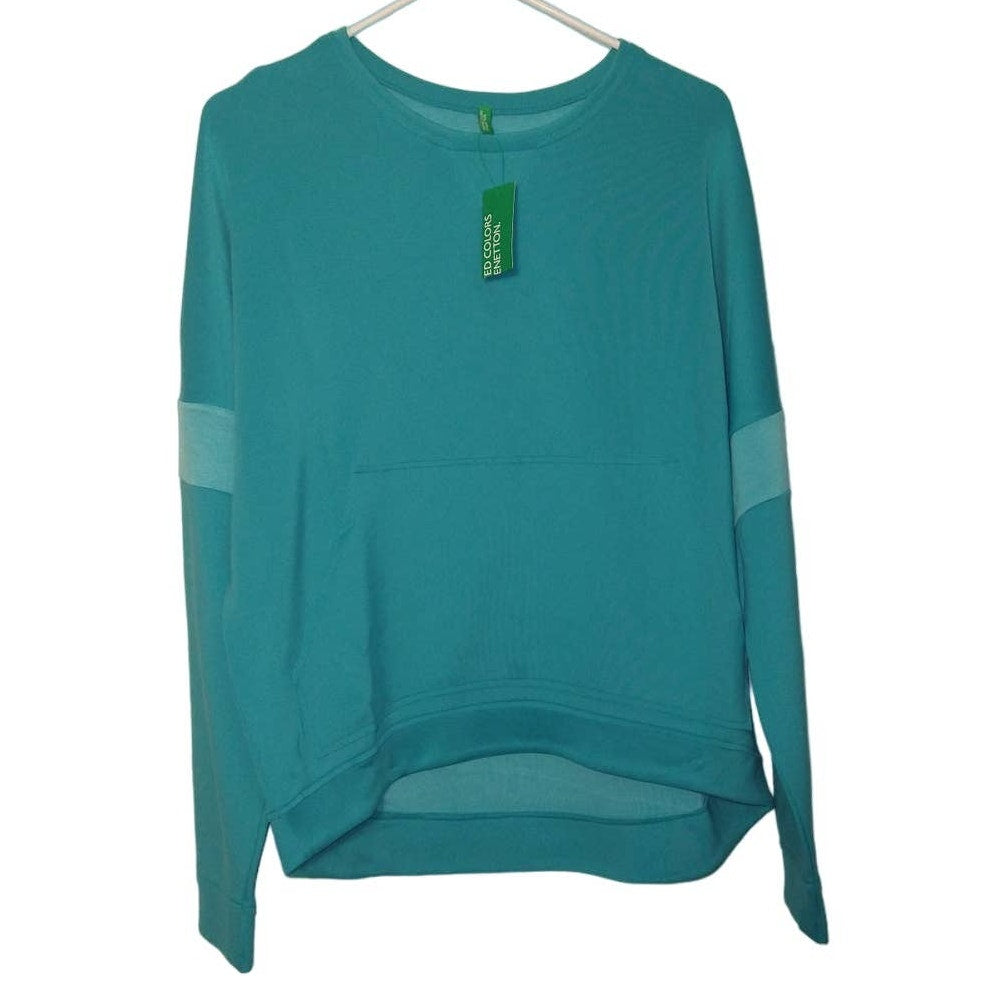 Benetton Teal Pullover with Pocket Sz L