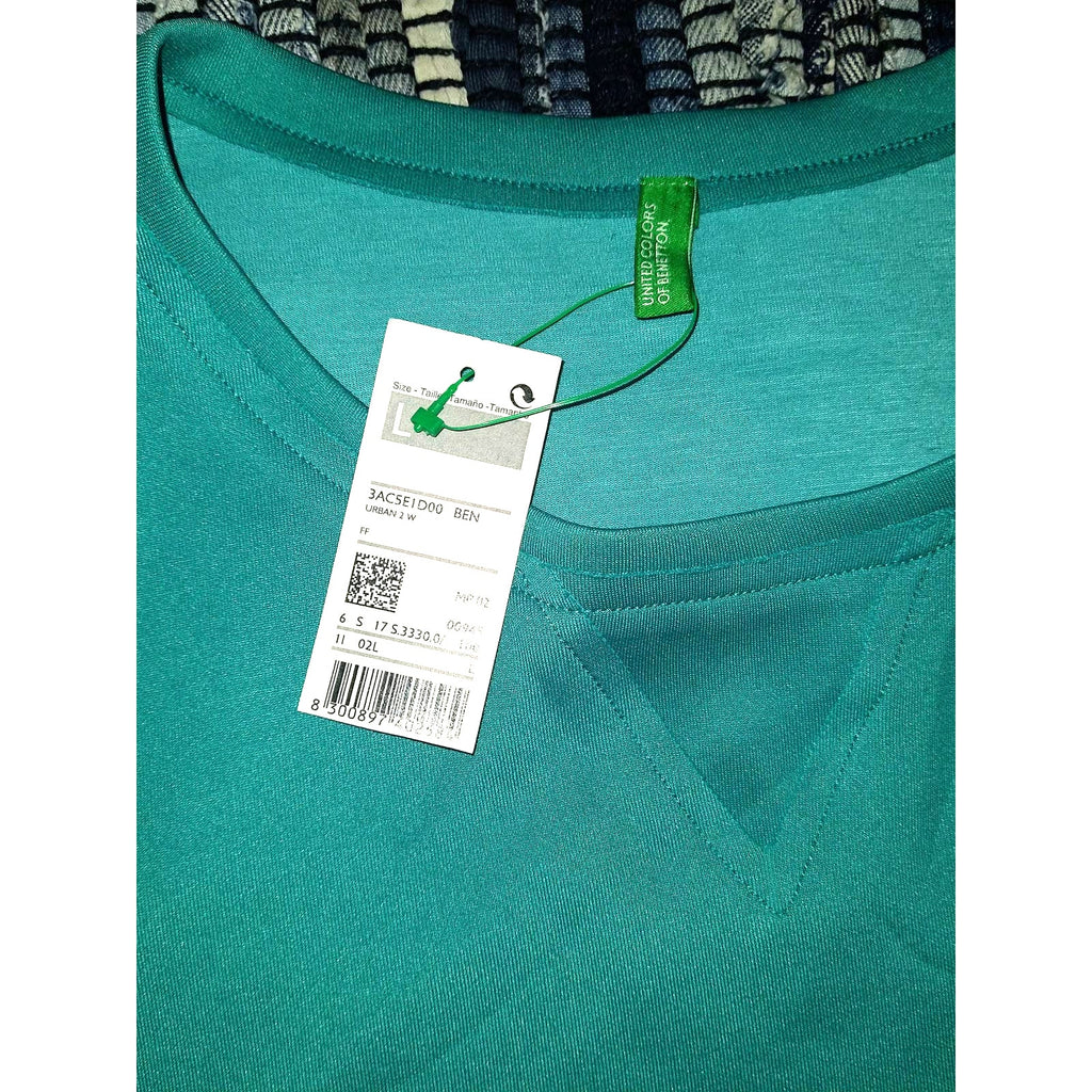 Benetton Teal Pullover with Pocket Sz L