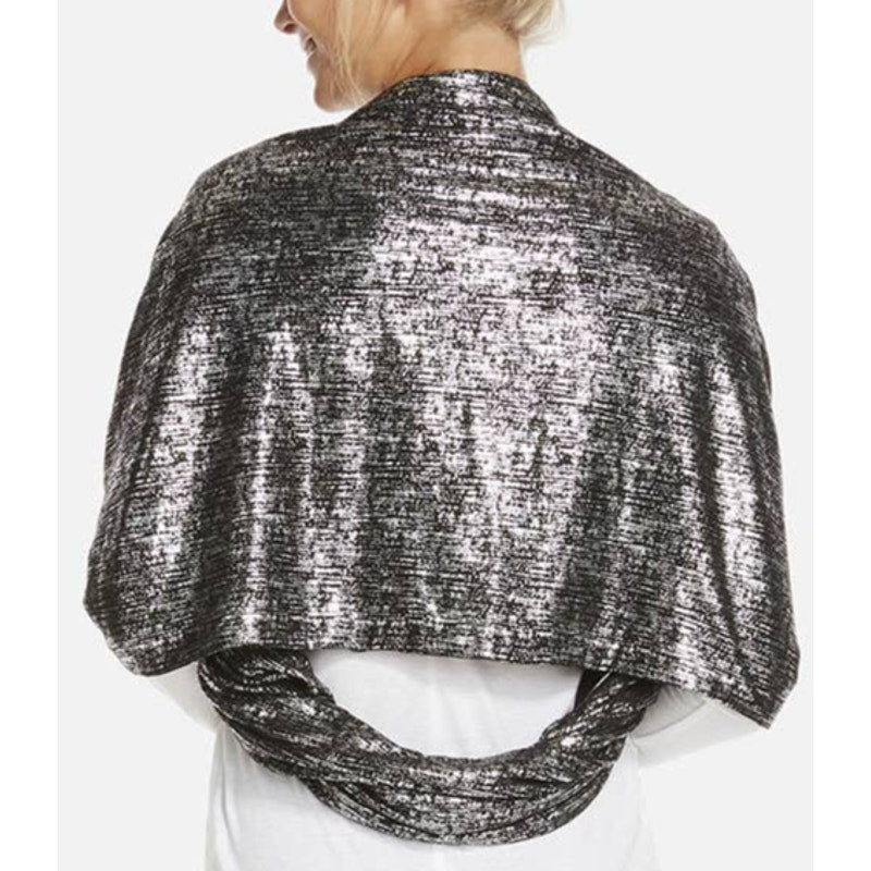 Fabletics NWT Nightshade Reversable Shrug / Infinity Scarf Blk&Silver