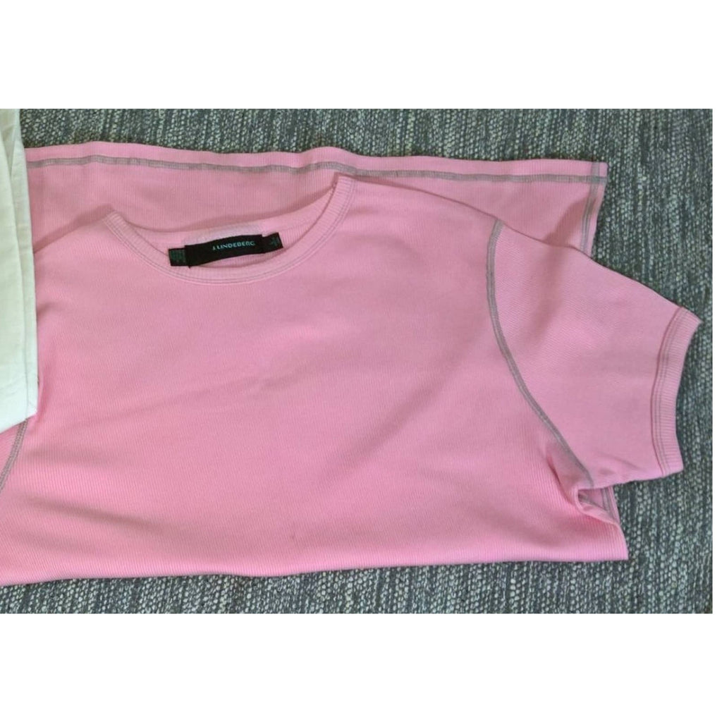J. Lindeberg Men's Pink Ribbed Cotton Shirt SZ L