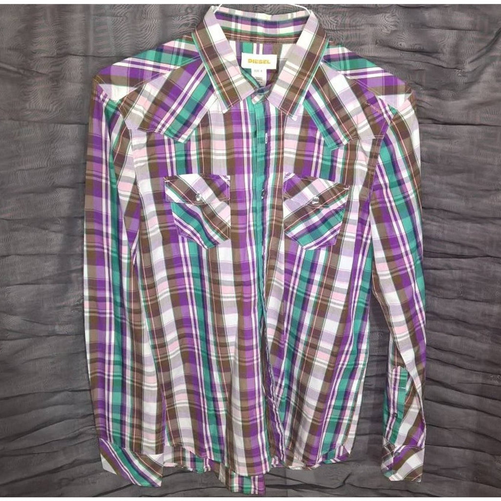Vintage Diesel Men's Plaid Button Dwn Sz L
