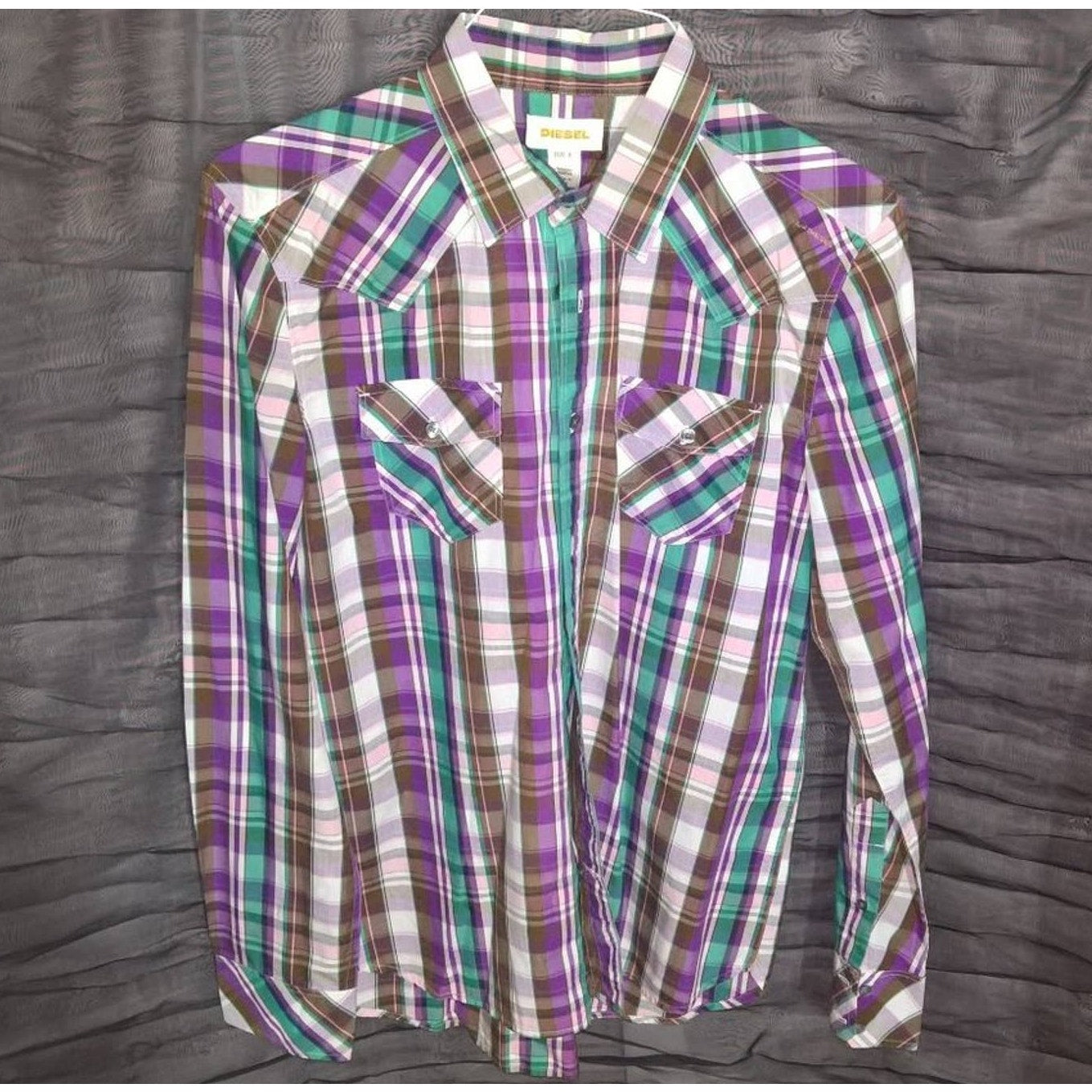 Vintage Diesel Men's Plaid Button Dwn Sz L