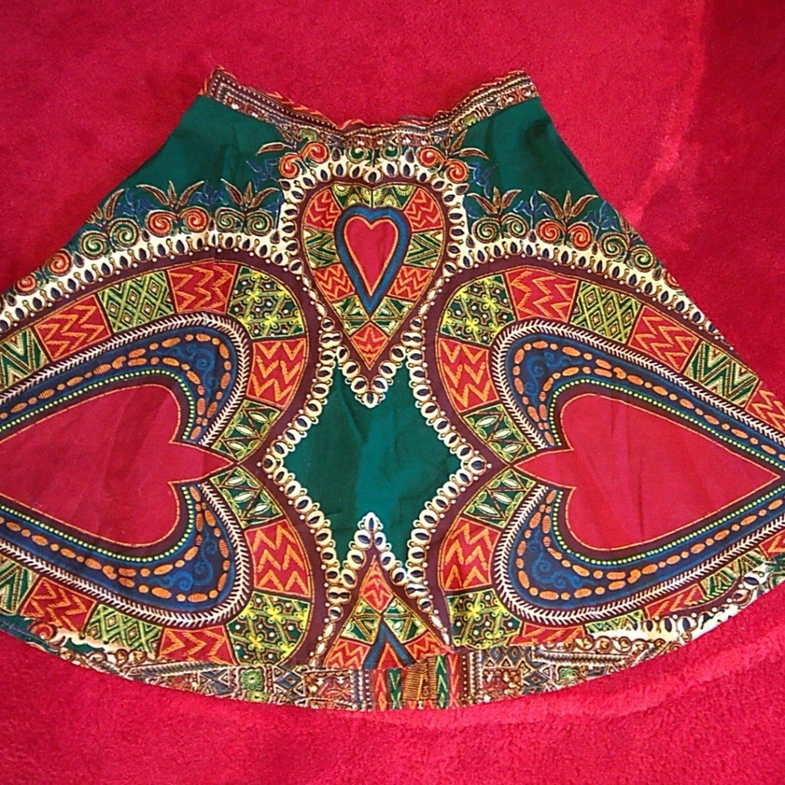 Vintage *Mini A line skirt - Hand Made Dashiki Inspired