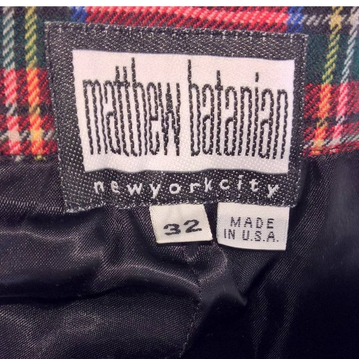 Vintage RARE NYFS 1993 Red Plaid Skinny wool NWOT 32x30