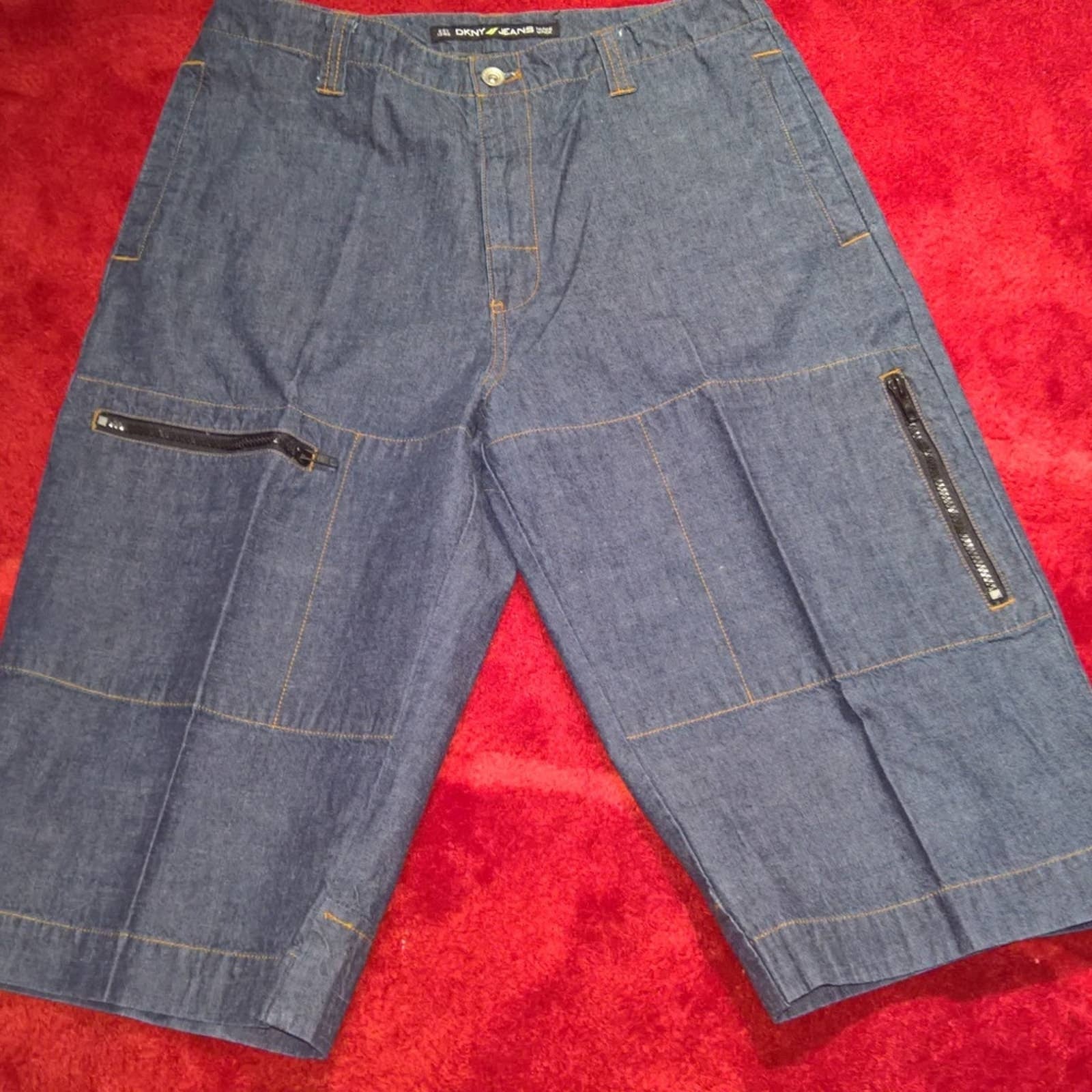 90's Vintage DKNY Long Loose Denim Shorts Sz 32