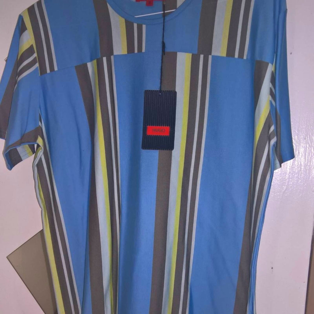 Hugo Boss Striped Denario Crew Neck Short Sleeve Shirt Men's Sz  M