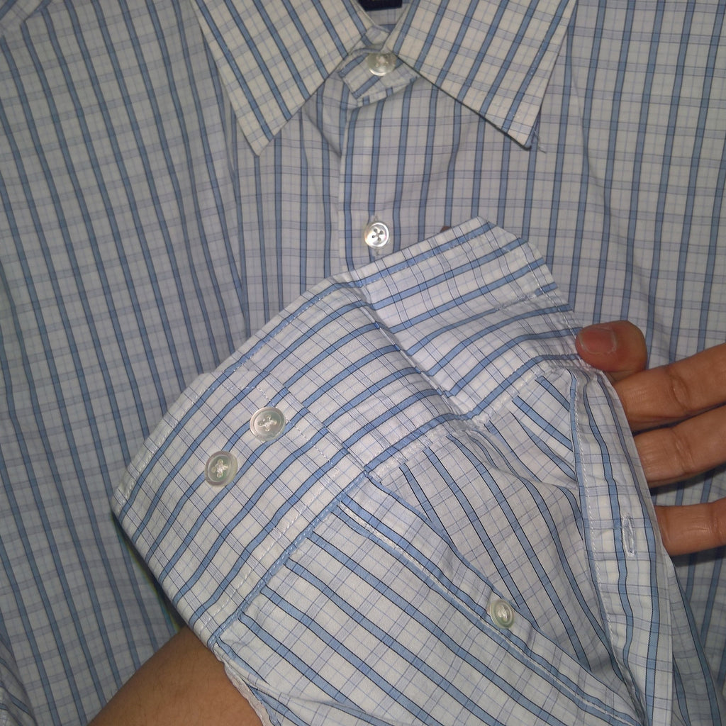 Banana Republic Blue & White Button Dwn Sz M