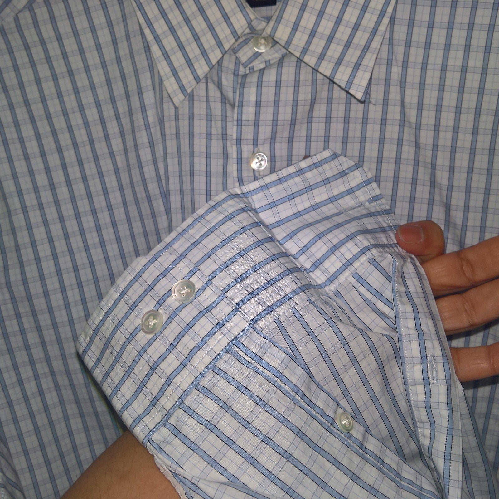 Banana Republic Blue & White Button Dwn Sz M