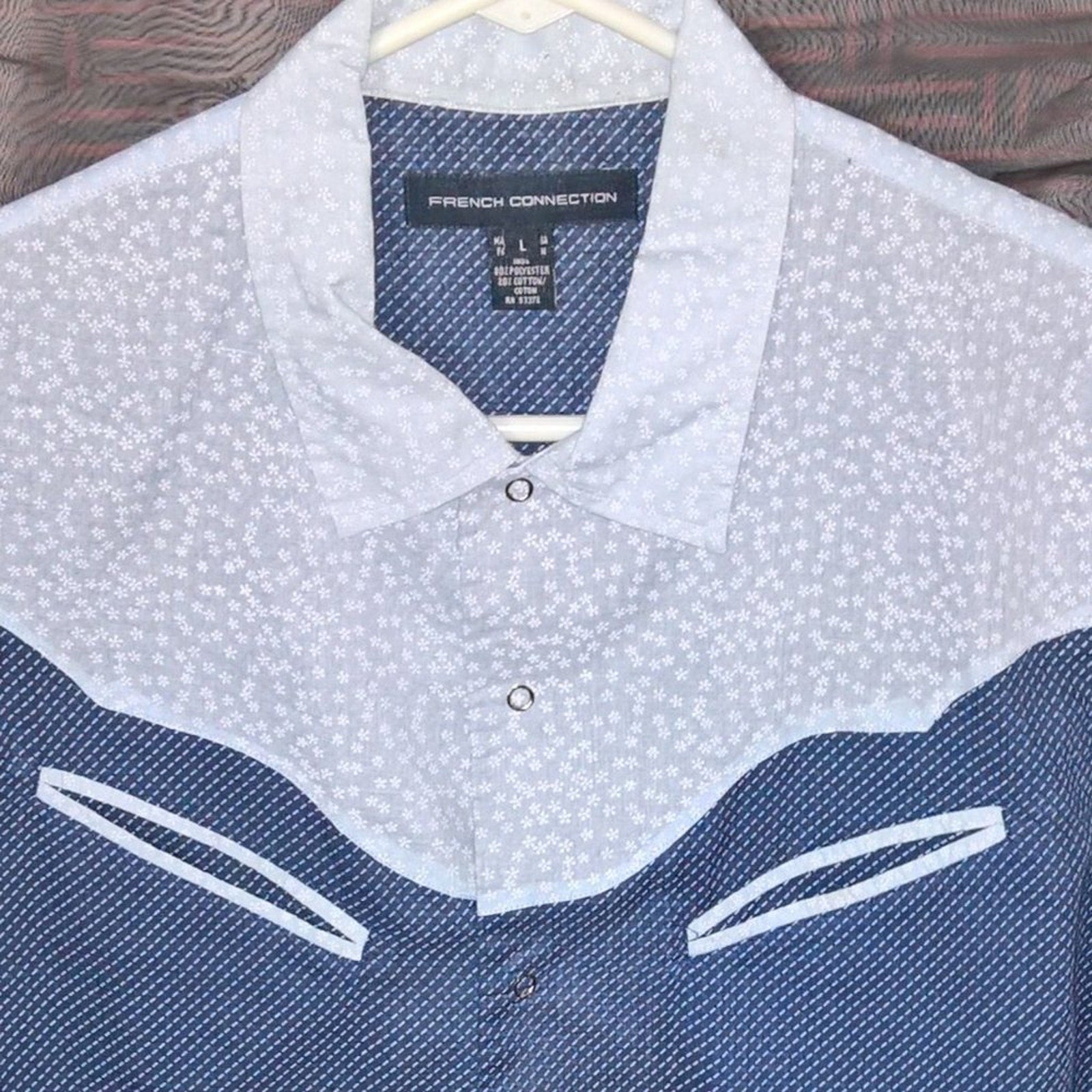 Vintage French Connection Western Inspired Snap Front Shirt Sz L