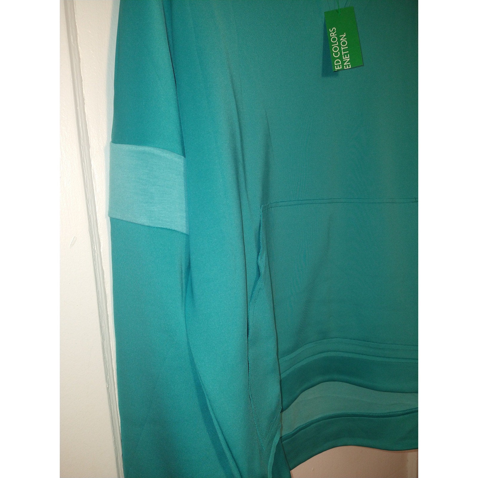 Benetton Teal Pullover with Pocket Sz L