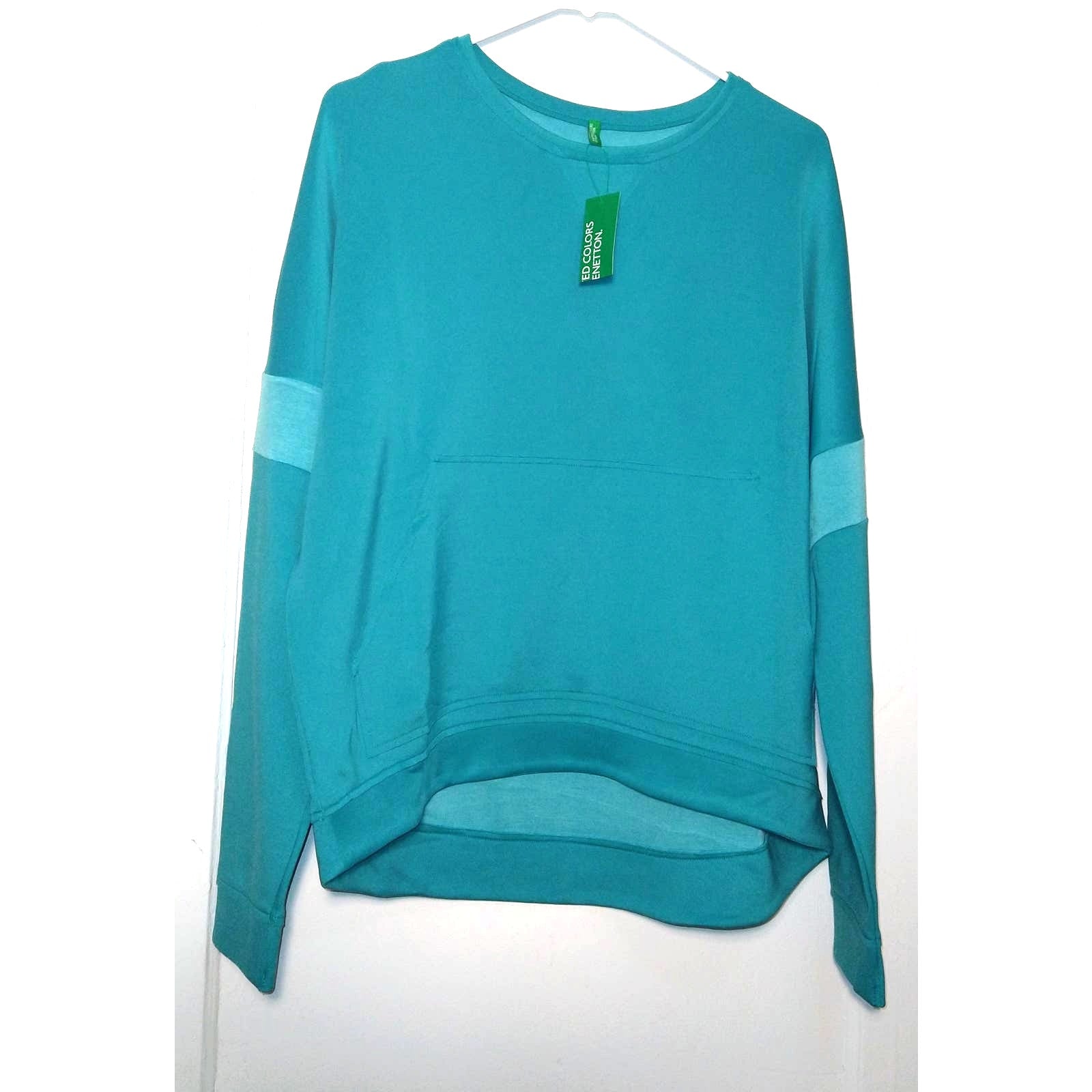 Benetton Teal Pullover with Pocket Sz L
