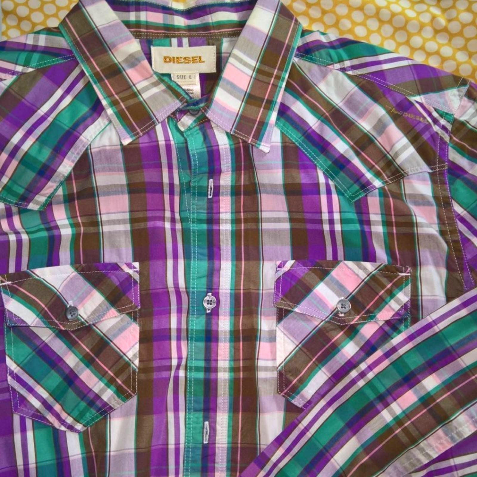 Vintage Diesel Men's Plaid Button Dwn Sz L