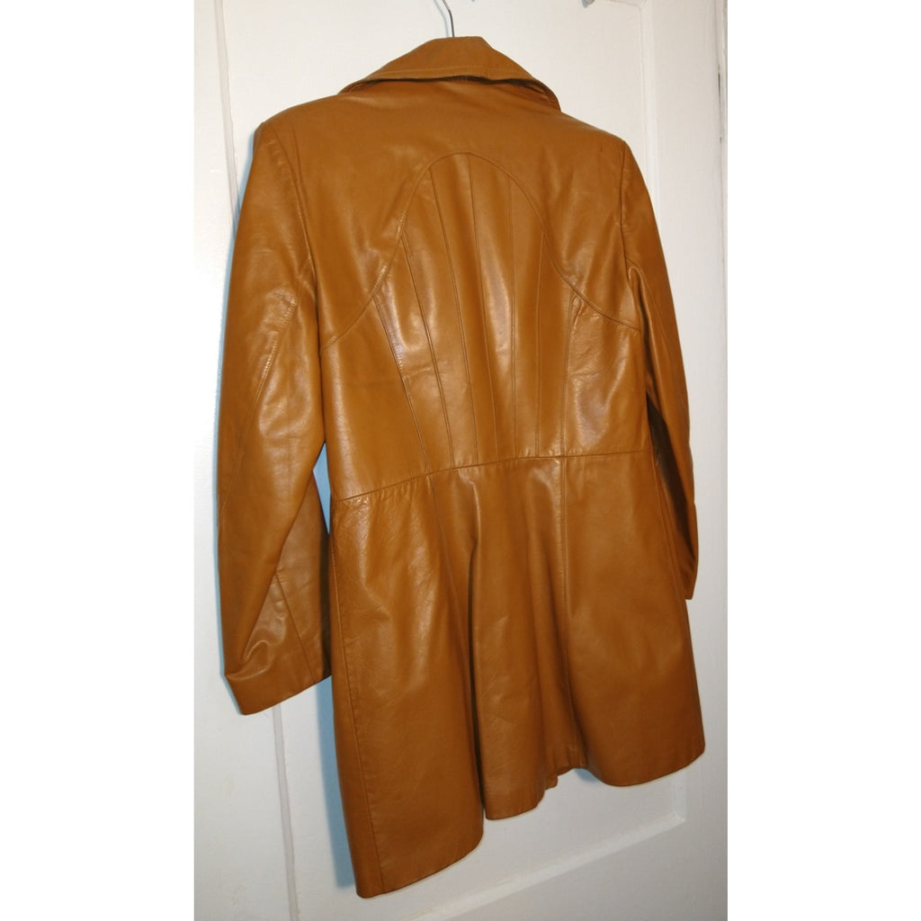 1970's Tan Camel leather Jacket w/ lining