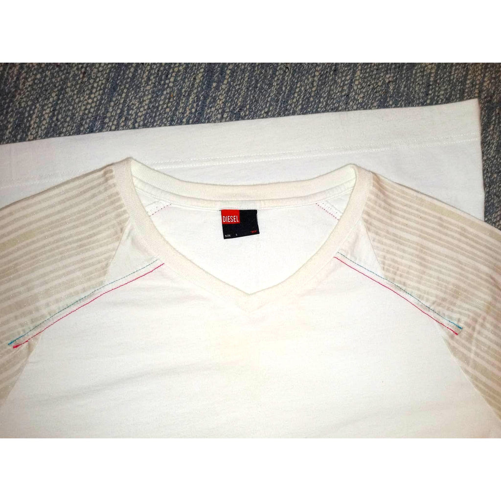 Vintage Diesel Sz L Long Sleeve White Tee