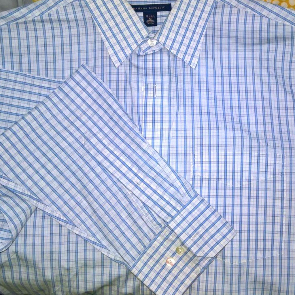 Banana Republic Blue & White Button Dwn Sz M