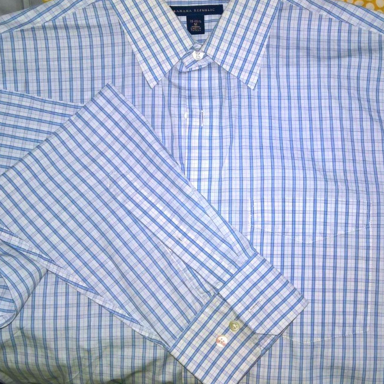 Banana Republic Blue & White Button Dwn Sz M