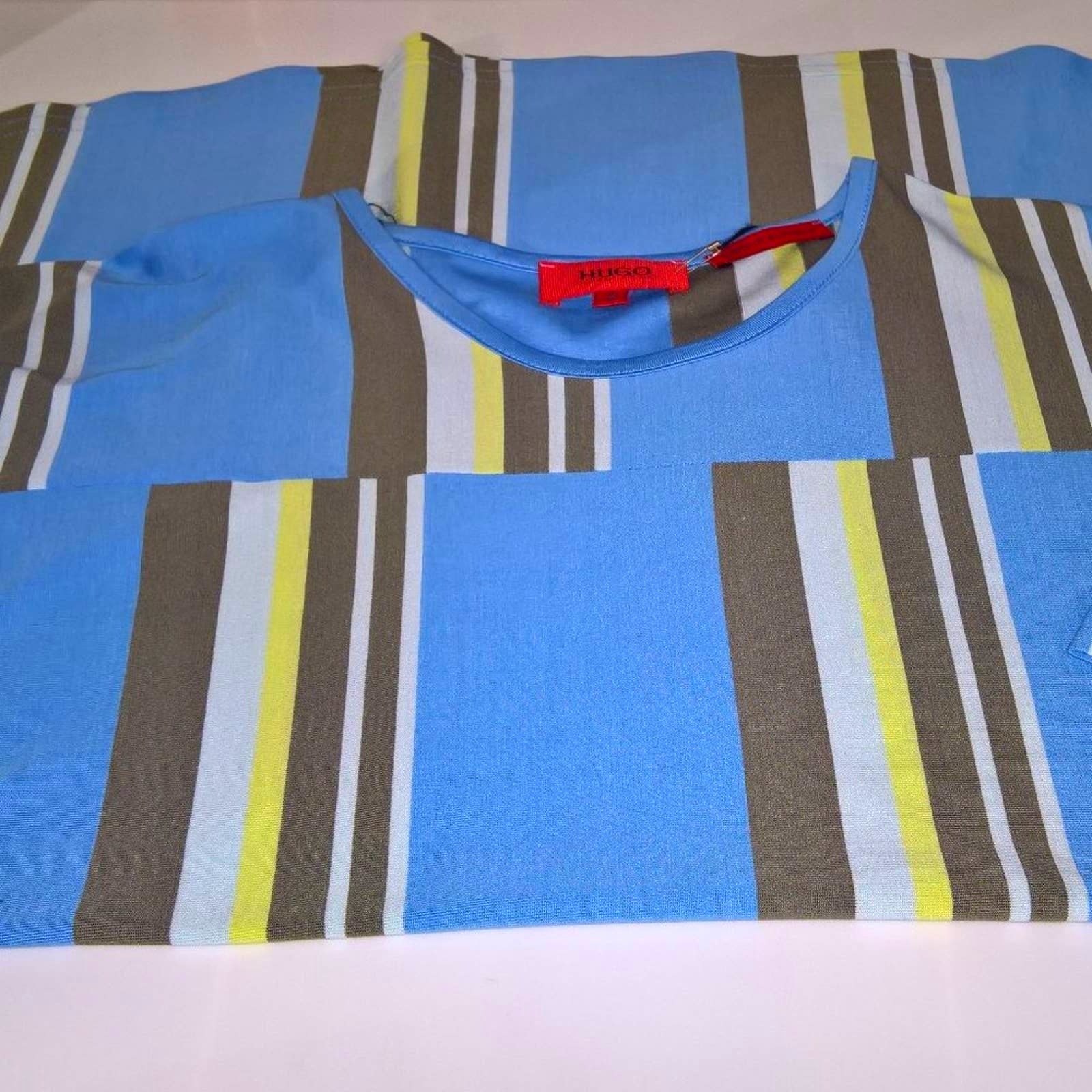 Hugo Boss Striped Denario Crew Neck Short Sleeve Shirt Men's Sz  M
