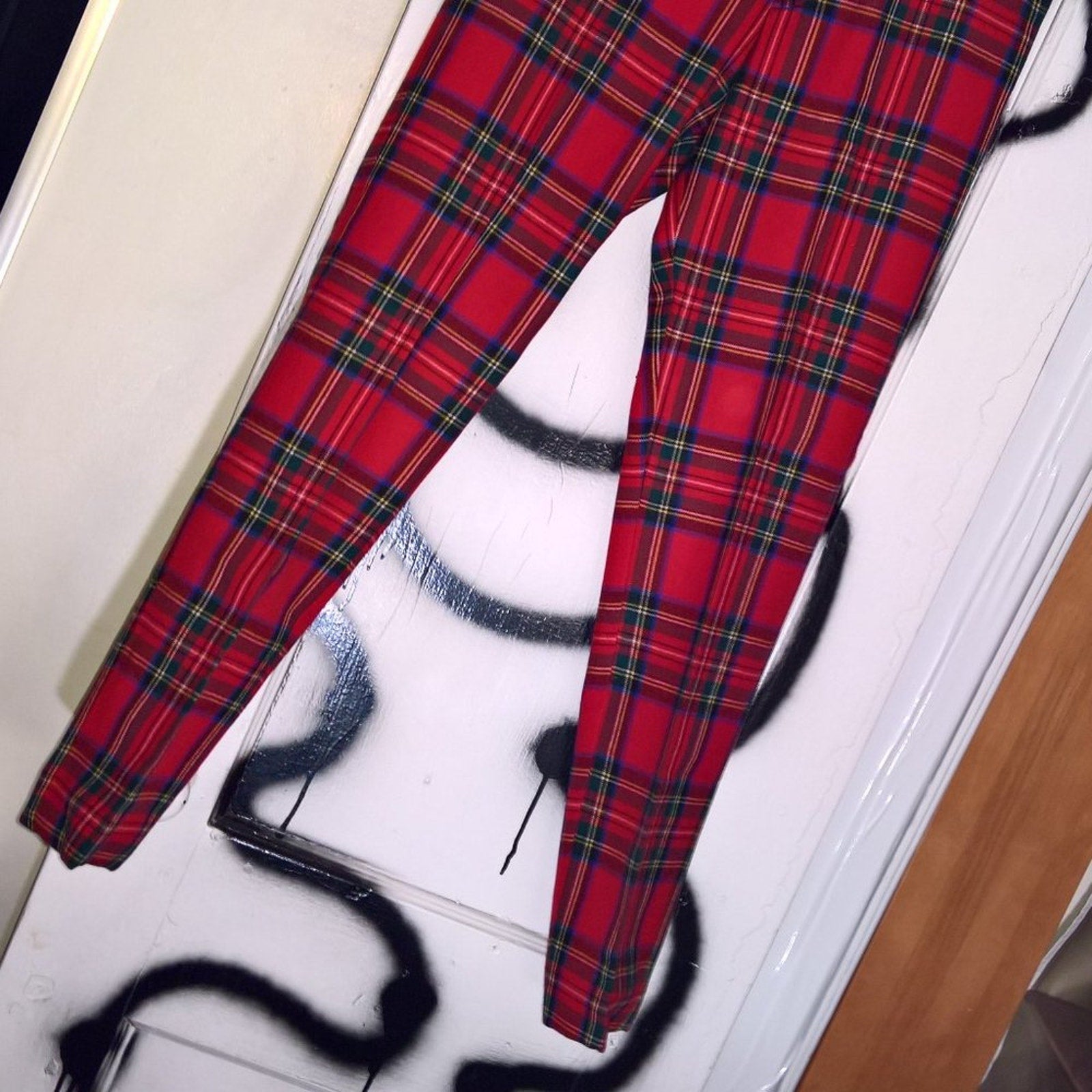 Vintage RARE NYFS 1993 Red Plaid Skinny wool NWOT 32x30