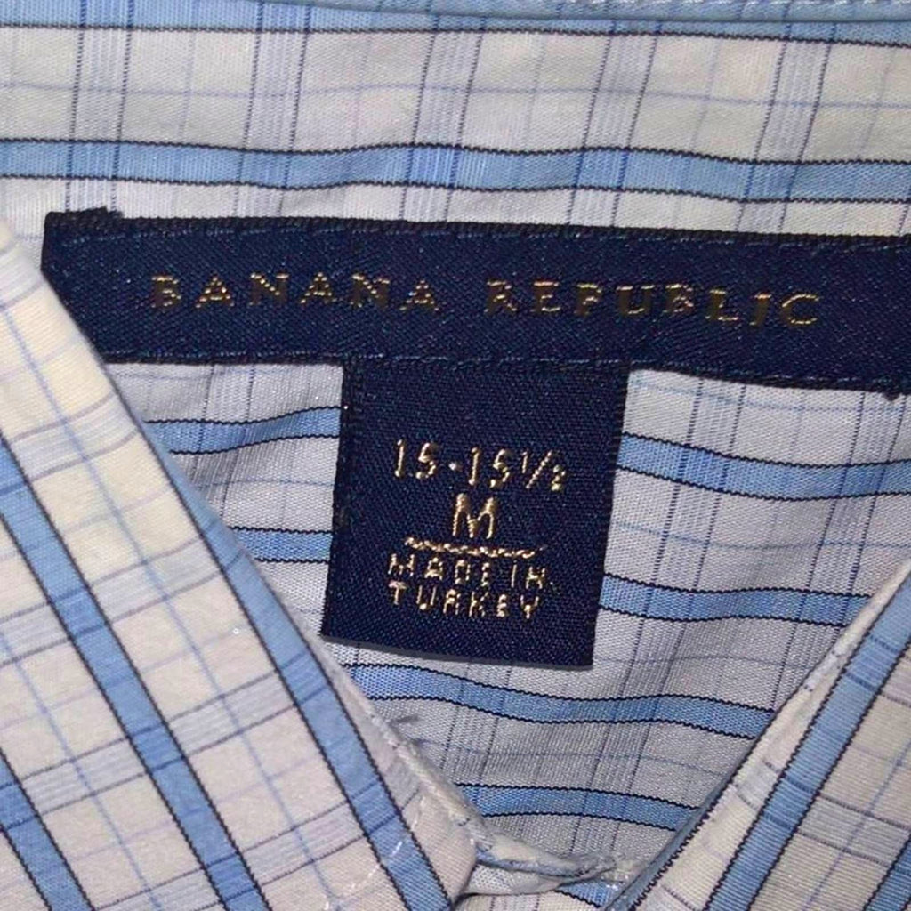 Banana Republic Blue & White Button Dwn Sz M