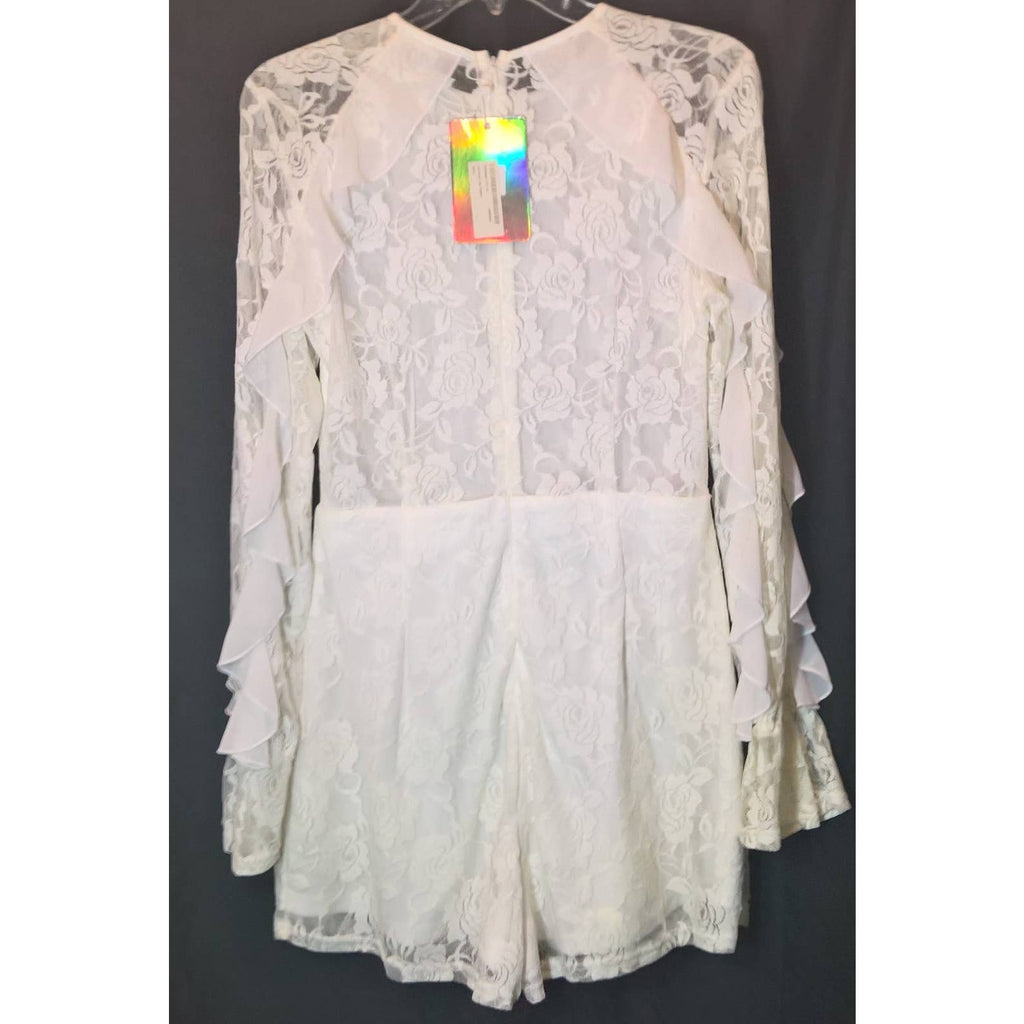 NWT Allyson Collection Frill Sleeve Lace Playsuit Sz L -
