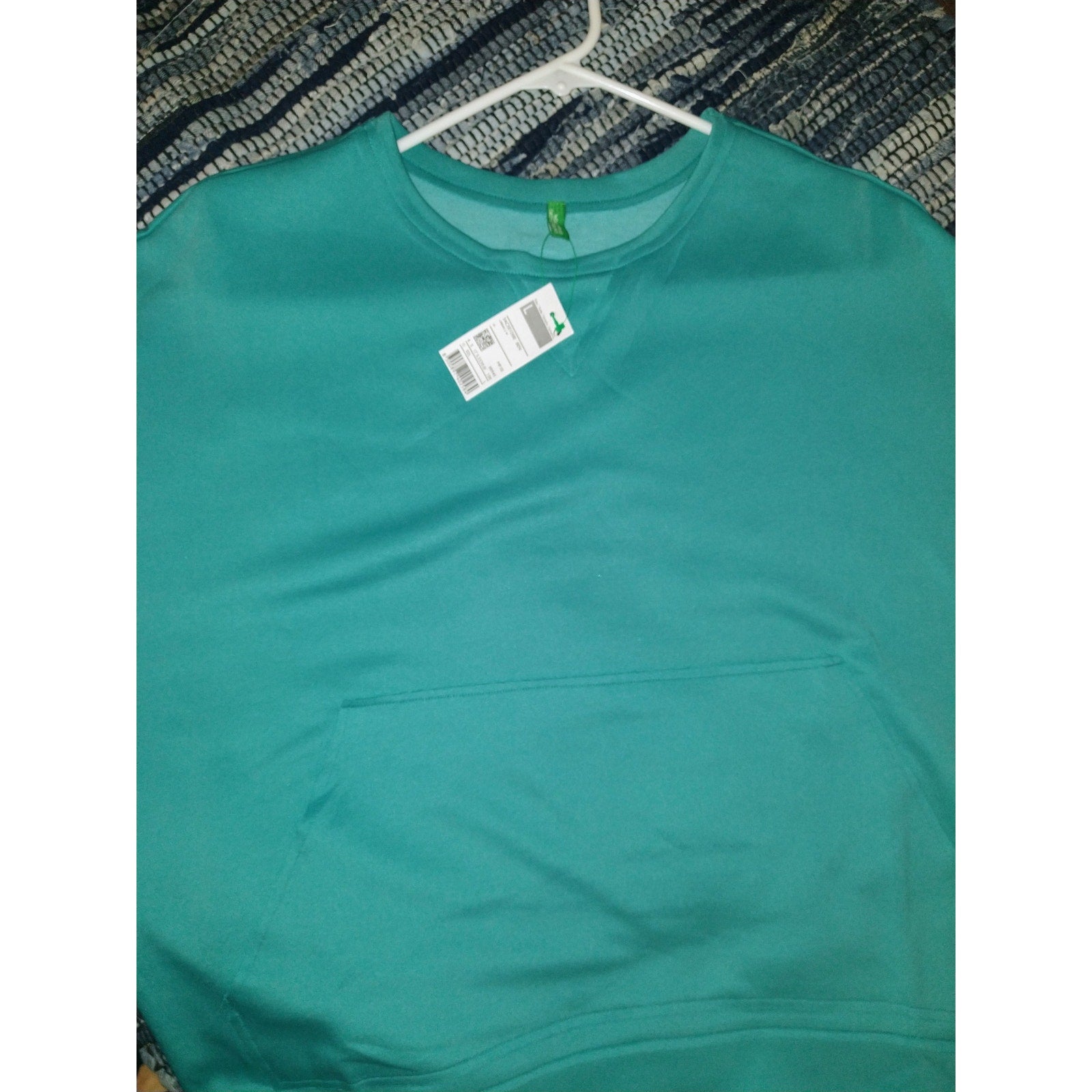 Benetton Teal Pullover with Pocket Sz L