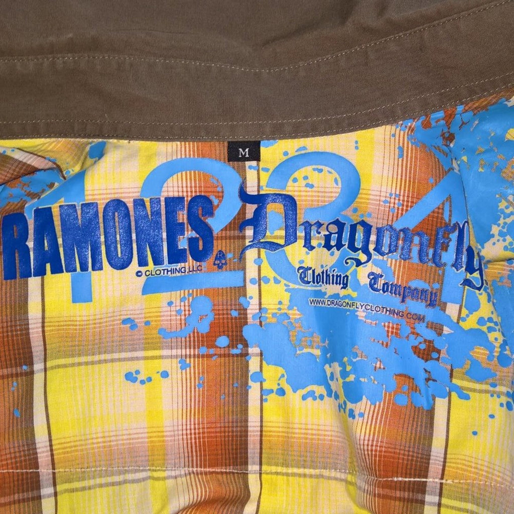 Dragon Fly "Ramones" Vinatge Short Sleeve Button Down Shirt Sz M