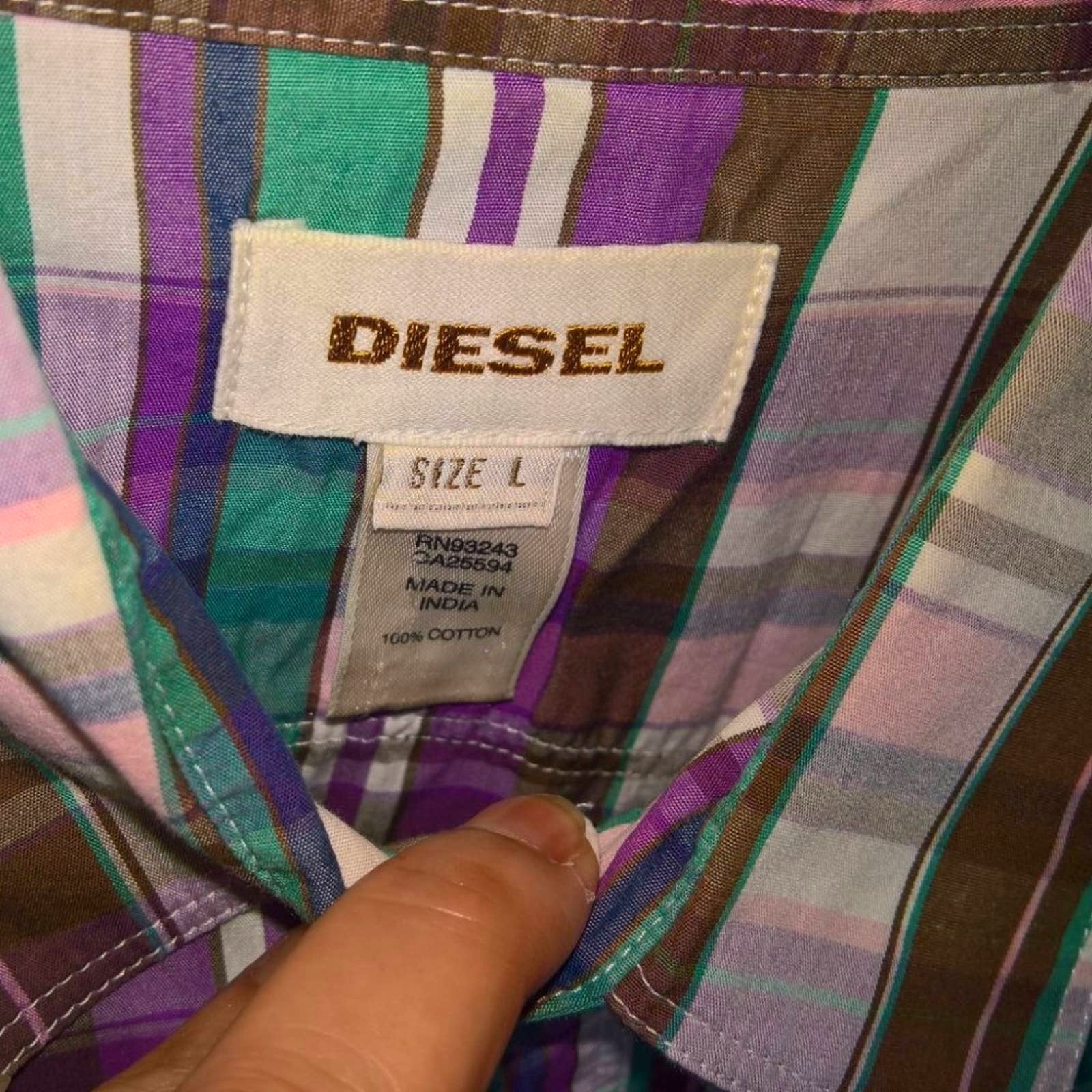 Vintage Diesel Men's Plaid Button Dwn Sz L